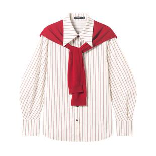 衣香丽影法式复古长袖条纹衬衫女装2026春季新款气质衬衣港风上衣