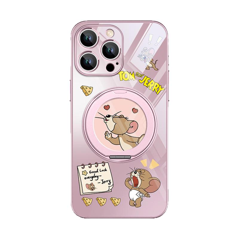 适用iPhone苹果华为小米16promax手机壳磁吸带支架15猫和老鼠情侣14plus卡通13mate60支点壳12pm指环扣pura70