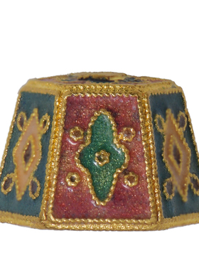 足金珐琅烧蓝多棱图腾墩子隔珠