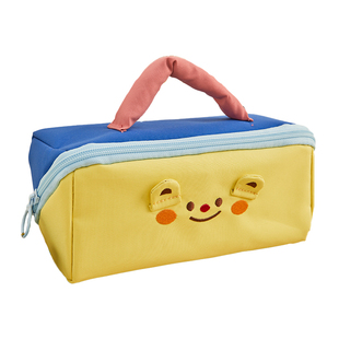 三年二班 卡通拼色笔袋2026年新款高颜值ins风撞色笔盒大容量文具盒小众不撞款铅笔盒男女孩初中小学生用超火