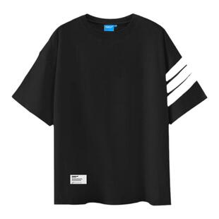 ics丨iconslab基础条纹短袖男美式复古高街潮牌情侣装纯棉重磅T恤