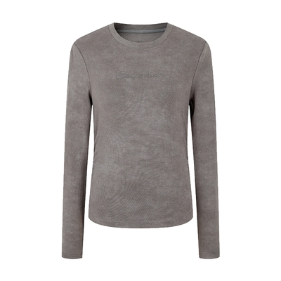 none经典圆领捏褶侧缝设计针织衫