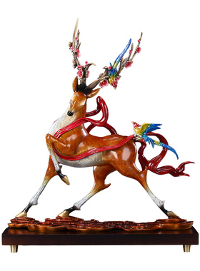 彩铜梅花鹿摆件开业乔迁礼盒装