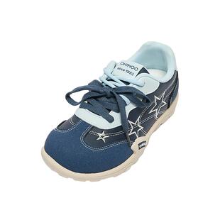 三福女板鞋春季休闲星星刺绣双鞋带圆头低帮德训鞋女鞋852172