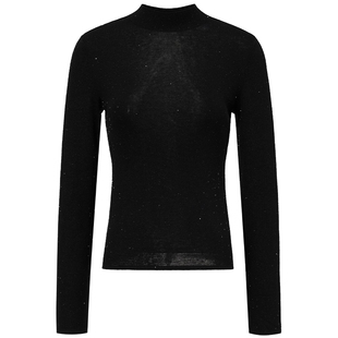 【折扣新降】【水溶羊毛衫】FF仿佛冬季新款黑色针织羊毛衫女打底