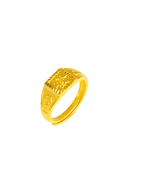 沙金戒指男发财福四方来财霸气戒指活口可调节指环久不掉色可水洗