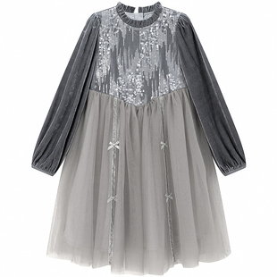 笛莎童装女童连衣裙秋季新款中大童儿童长袖公主裙高级感仙女裙