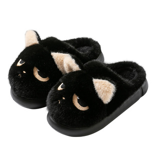 可爱棉拖鞋卡通小猫2025新款加绒加厚保暖厚底居家防滑毛绒拖鞋女