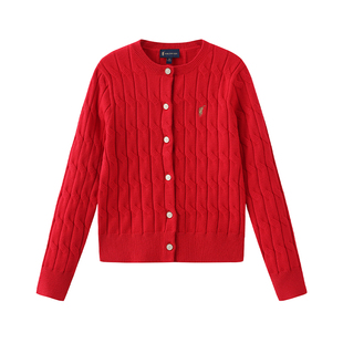 Polowalk毛衣女童针织开衫童装翻领新款秋冬季儿童外套洋气打底