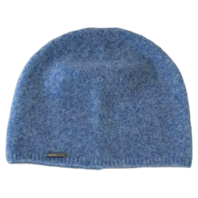 韩国chic纯色小标针织保暖包头帽简约百搭护耳25秋冬冷帽女毛线帽