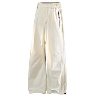 稻草人冲锋裤女户外秋冬加绒登山徒步伞兵防风防水运动白色长裤子