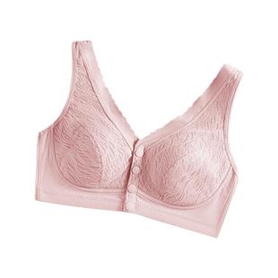妈妈内衣女纯棉美背心式无钢圈聚拢中老年人妇女收副乳前扣文胸罩
