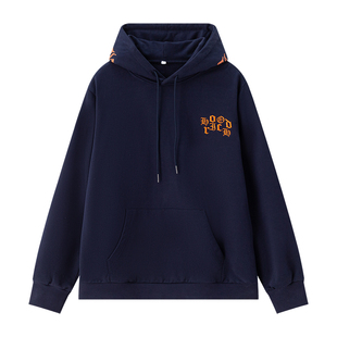 HOODRICH哥特橙色字母刺绣抽绳连帽卫衣潮牌秋季新品休闲百搭帽衫