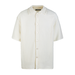 wtmp夏季日系老钱风复古短袖针织衫男女潮牌宽松休闲镂空叠穿衬衫