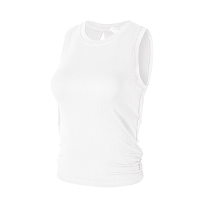 运动背心女美背短袖罩衫瑜伽服跑步普拉提训练服健身上衣白色t恤