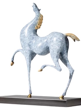 威弗列德家居全黄铜西风瘦马摆件