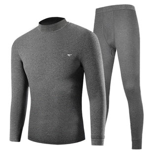 七匹狼半高领秋衣男款套装线衣纯棉高领保暖内衣单件上衣全棉毛衫