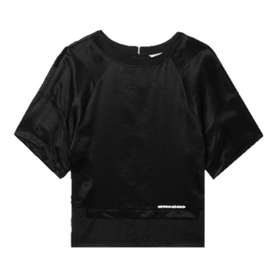 IT D DEMOO女装短袖上衣新款时尚解构感假两件拼接半袖41099AXO