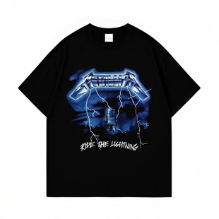 Metallica金属乐队暗黑骷髅摇滚印花数码直喷男女款纯棉短袖T恤夏