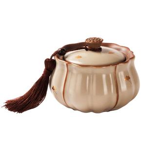 陶瓷茶叶罐密封罐储存汝窑高档中式小茶罐豆黄罐子存茶具摆件空罐