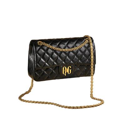 QG牛皮小香风菱格链条包包女