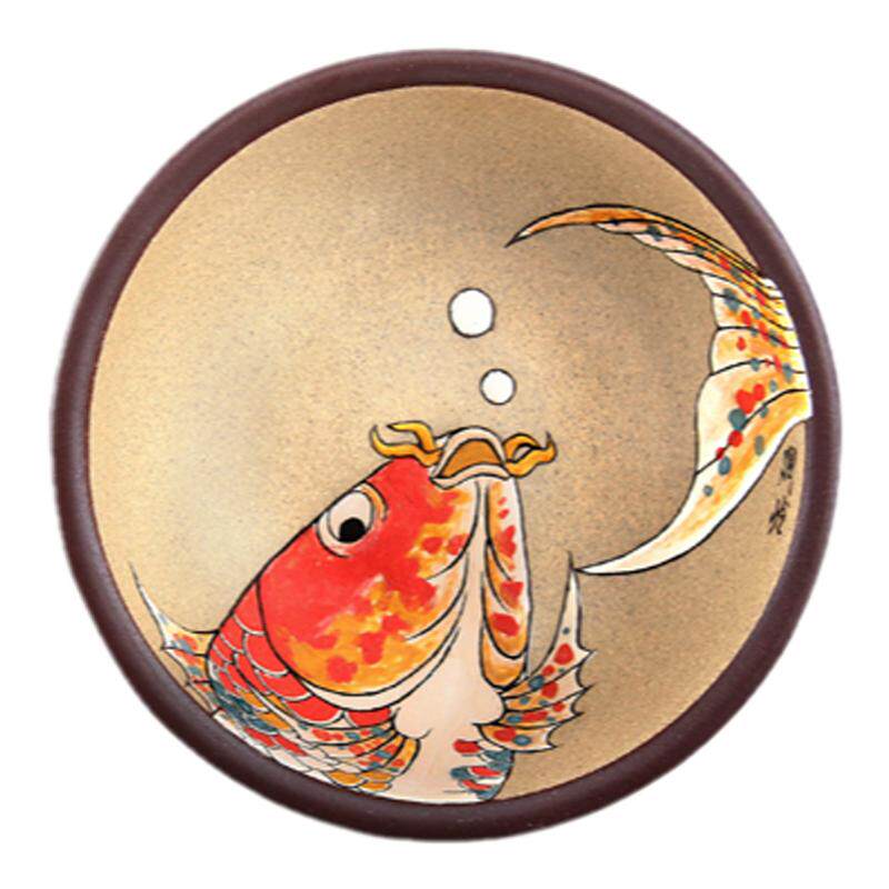 紫砂大师张小岭立体泥绘茶碗