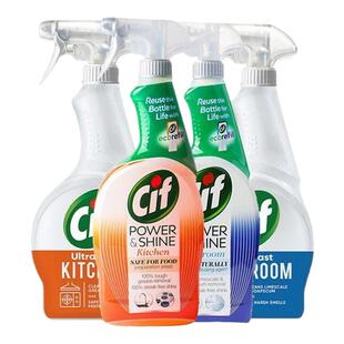 联合利华cif晶杰厨房浴室清洁剂卫生间玻璃水垢去污神器亮泽喷雾
