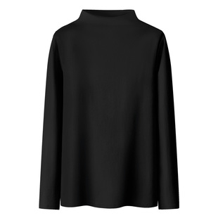 黑色罗纹棉小高领打底衫女内搭春秋冬季新款纯色百搭外穿长袖t恤