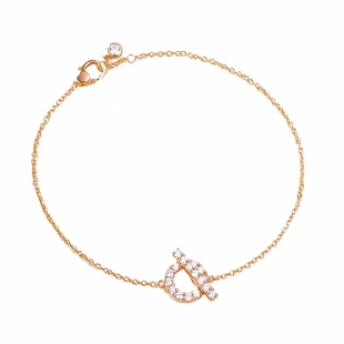 小Q手链女猪鼻子镀18K玫瑰金满钻字母OT款轻奢小众高级感女生手饰