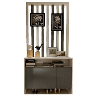 烤漆玄关实木柱隔断柜双面 现代简约门厅鞋柜装饰柜组合 客厅屏风