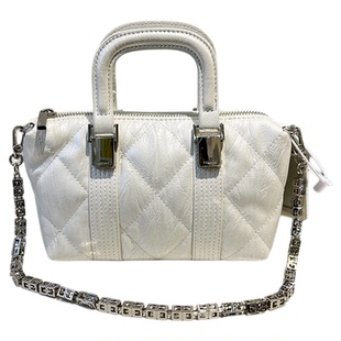小D家时尚菱格链条腋下包珍珠白褶皱手提托特包女2025新款斜挎包