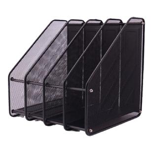 可得优文件架子试卷分类置物架金属文件栏铁质桌面整理二栏三栏四栏档案架铁网桌面资料文件框收纳横放ZH-03