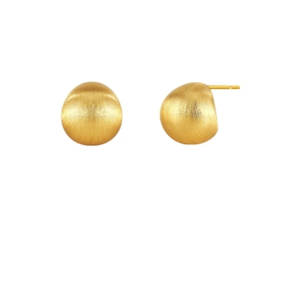 AJIDOU阿吉豆耳钉女小金豆S925银拉丝耳扣欧美风小众轻奢配饰耳环