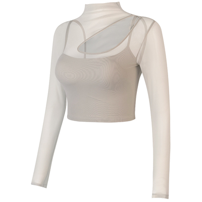 带胸垫瑜伽服T恤性感长袖女