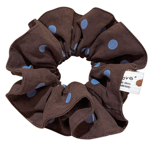 美拉德咖色波点双层大肠发圈女头花扎丸子头发绳发饰百搭马尾头绳