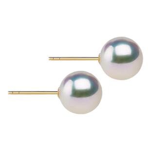 KEZ天然海水Akoya珍珠耳钉女18K金高亮小灯泡单珠耳环耳饰礼物