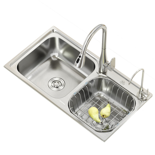 东鹏SUS304不锈钢洗菜盆拉伸大双槽厨房日式水槽家用洗碗池台下盆