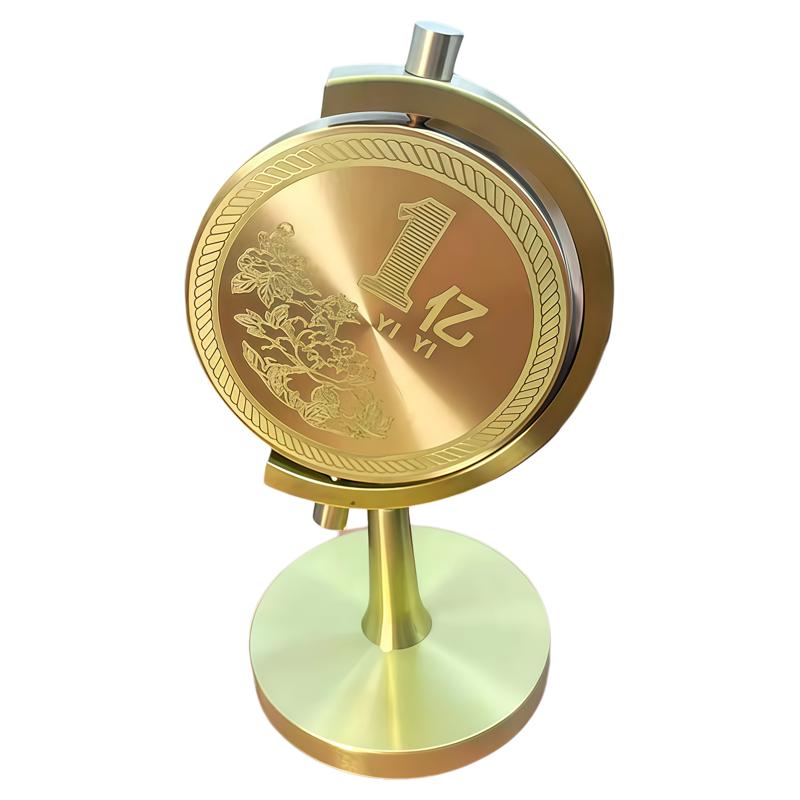 纯黄铜一个亿硬币转转摆件小目标时来运转解压旋转办公桌面摆件