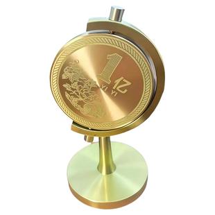 纯黄铜一个亿硬币转转摆件小目标时来运转解压旋转办公桌面摆件