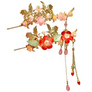 伴月兔儿童汉服头饰丸子头流苏发冠超仙女童古风步摇头饰盘发簪子