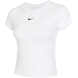 NIKE耐克女子白色基础百搭紧身运动休闲圆领短袖T恤FV5509-100