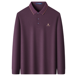 [100%丝光棉]梦特娇男士长袖Polo衫秋款翻领纯棉商务T恤婚宴爸爸J