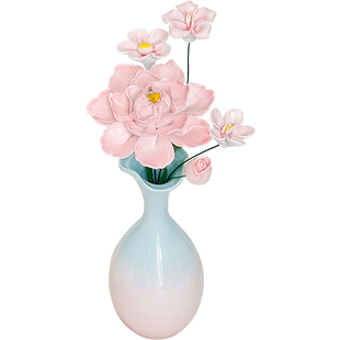 景德镇手工陶瓷花束客厅装饰小摆件仿真牡丹乔迁闺蜜女神生日礼物