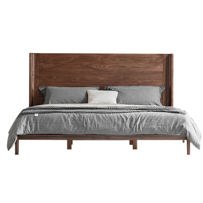 黑胡桃木实木床高靠北欧良年家具