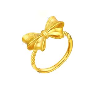 赛菲尔黄金戒指足金999.9蝴蝶结戒指黄金经典百搭活口女款送礼