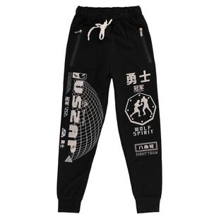 VSZAP美式街头风印花字母卫裤男黑色束脚运动裤潮牌休闲裤子