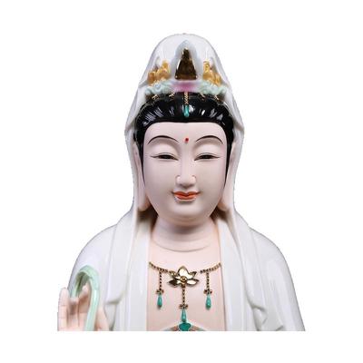 七珍陶瓷摆件祥云坐莲全堂观音