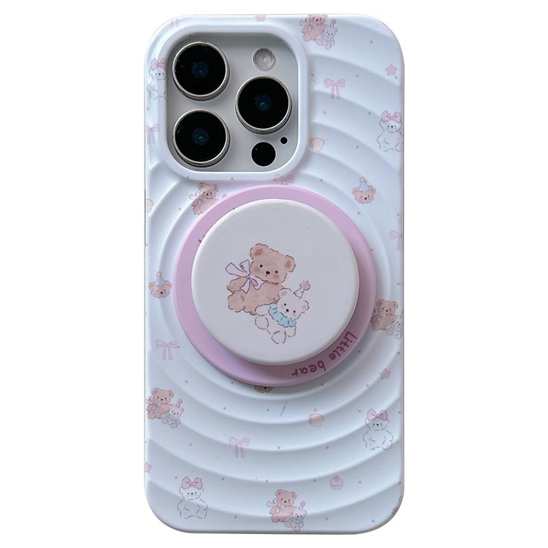 启乾 磁吸波漾壳蝴蝶结小熊支架iPhone16/15手机壳适用苹果14/13promax菲林硬壳12二合一少女心可爱卡通新款