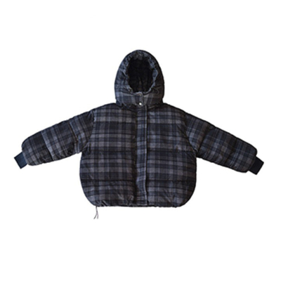 加厚保暖灯芯绒灰黑格子棉服