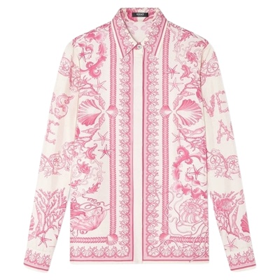 【季末优惠】VERSACE/范思哲 女士Underwater Barocco真丝衬衫